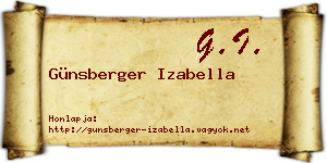 Günsberger Izabella névjegykártya